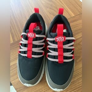 Hey Dude Kids Black and Red Lace-Style Sneakers